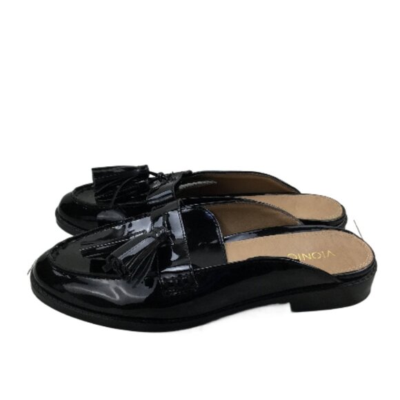 Vionic Black Patent Leather Tassel Slip On Flats 9.5 - Picture 1 of 9